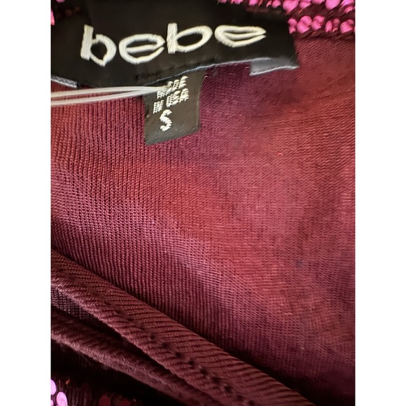 Bebe Pink Sequin Sparkling Gown Side Slit Spaghetti Straps Prom Party Small NWOT - Picture 8 of 9